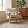 thumbnail image 1 of EOP Mid-Century Modern Accent Armchair with Solid Wood Frame, Removable Soft Cushion & Lumbar Pillow, Upholstered Reading Leisure Chair for Living Room Bedroom Balcony Waiting Room, Beige, 1 of 9