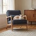 thumbnail image 1 of EOP Mid-Century Modern Accent Armchair with Solid Wood Frame, Removable Soft Cushion & Lumbar Pillow, Upholstered Reading Leisure Chair for Living Room Bedroom Balcony Waiting Room, Blue, 1 of 9
