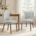 thumbnail image 1 of EOP Modern Fabric Upholstered Dining Chairs Set of 2, Wingback Dining Side Chairs with Solid Wood Legs, Farmhouse Dining Room Chairs for Dining Room, Kitchen, and Living Room, Light Gray, 1 of 9