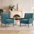 thumbnail image 1 of EOP Modern Oversized Accent Chairs Set of 2, Upholstered Fabric Reading Armchairs, Living Room Chairs with Wood Legs, Single Sofa Chairs for Living Room, Bedroom, Office, Teal, 1 of 7