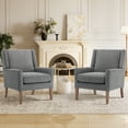 thumbnail image 1 of EOP Modern Oversized Accent Chairs Set of 2, Upholstered Fabric Reading Armchairs, Living Room Chairs with Wood Legs, Single Sofa Chairs for Living Room, Bedroom, Office, Gray, 1 of 1