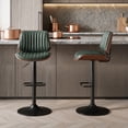 thumbnail image 1 of EOP Modern Upholstered Barstools Set of 2, Adjustable Height Counter Stools with Bentwood, Faux Leather Swivel Bar Stools with Metal Frame, Green, 1 of 9