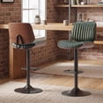 thumbnail image 1 of EOP Modern Upholstered Barstools Set of 2, Adjustable Height Counter Stools with Bentwood, Faux Leather Swivel Bar Stools with Metal Frame, Green, 1 of 7