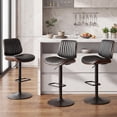 thumbnail image 1 of EOP Modern Upholstered Barstools Set of 3, Adjustable Height Counter Stools with Bentwood, Faux Leather Swivel Bar Stools with Metal Frame, Black, 1 of 7
