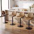 thumbnail image 1 of EOP Modern Upholstered Barstools Set of 4, Adjustable Height Counter Stools with Bentwood, Faux Leather Swivel Bar Stools with Metal Frame, Brown, 1 of 7