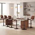 thumbnail image 1 of EOP Modern Upholstered Barstools Set of 6, Adjustable Height Counter Stools with Bentwood, Faux Leather Swivel Bar Stools with Metal Frame, Beige, 1 of 8