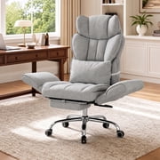 EOP Office Chair, Swivel Ergonomic Large Desk Chair with Adjustable Backrest and Footrest, Flip Armrests Home Executive Office Chair for Work, Gaming, Grey