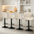 thumbnail image 1 of EOP Swivel Bar Stools Set of 4, Modern Upholstered Adjustable Height Counter Stools with Footrest, Faux Leather Upholstered BarStools with Metal Frame, Bar Chairs with Backrest, Beige, 1 of 8