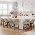 thumbnail image 1 of EOP Modern Swivel Bar Stools Set of 6, 25" Upholstered Counter Height Bar Stools with Wood Legs & Curved Back, Mid Century Bar Chairs for Kitchen Island Pub, Camel, 1 of 12