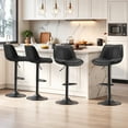 thumbnail image 1 of EOP Upholstered Bar Stools Set of 4, Adjustable Swivel Counter Height Bar Chairs with Backrest, Modern PU Leather Counter Stools for Bar, Kitchen, Dining Room, Black, 1 of 11