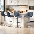 thumbnail image 1 of EOP Upholstered Bar Stools Set of 4, Adjustable Swivel Counter Height Bar Chairs with Backrest, Modern PU Leather Counter Stools for Bar, Kitchen, Dining Room, Blue, 1 of 14