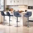 thumbnail image 1 of EOP Upholstered Bar Stools Set of 4, Adjustable Swivel Counter Height Bar Chairs with Backrest, Modern PU Leather Counter Stools for Bar, Kitchen, Dining Room, Blue, 1 of 15