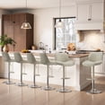thumbnail image 1 of EOP Upholstered Bar Stools Set of 6, Adjustable Swivel Counter Height Bar Chairs with Backrest, Modern PU Leather Counter Stools for Bar, Kitchen, Dining Room, Beige, 1 of 11