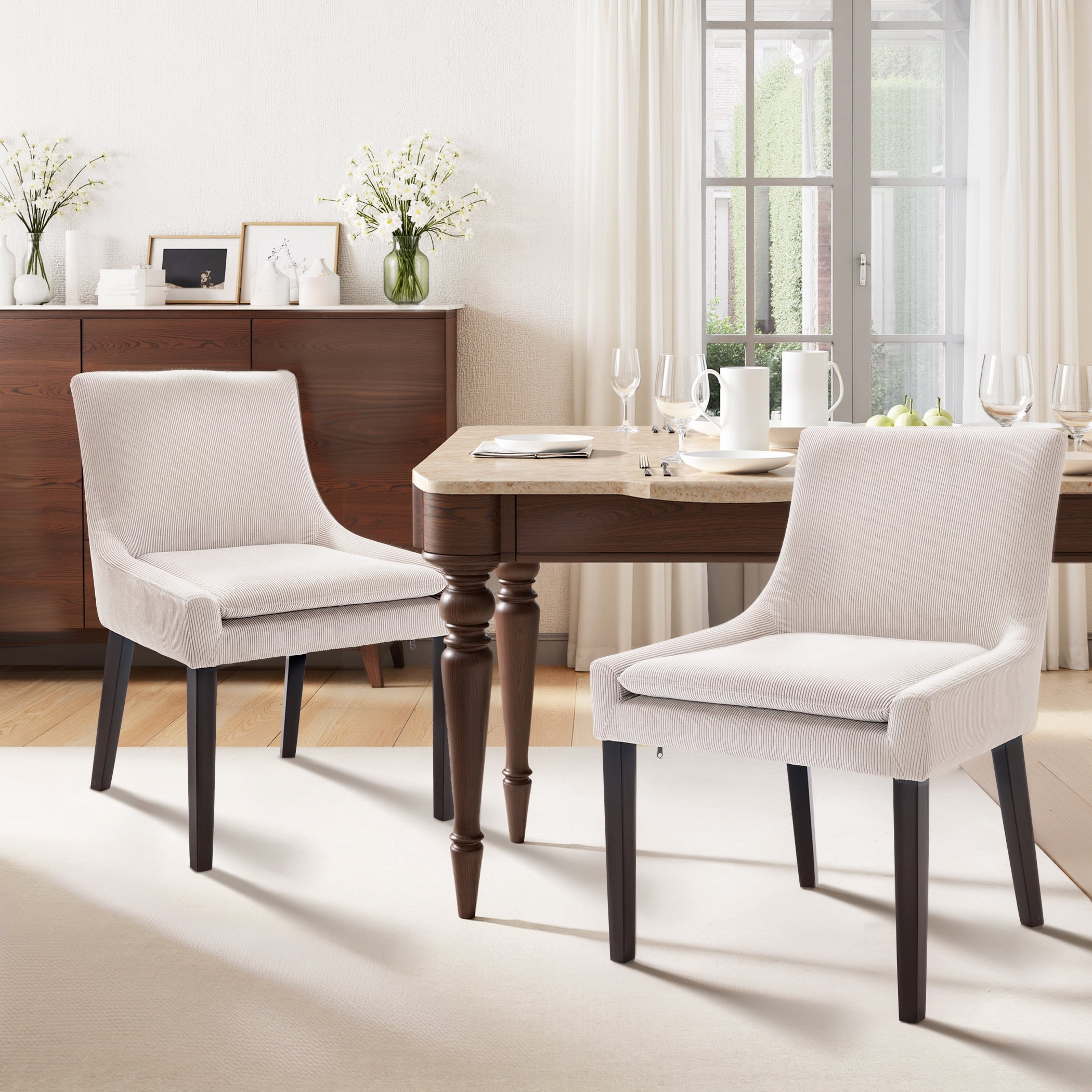 Mainstays Mid-Century Modern Dining Chair, Set of 4, White and