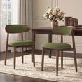 thumbnail image 1 of EOP Mid-Century Wooden Dining Chairs Set of 2, Farmhouse Upholstered Kitchen Dining Chairs with Curved Back, Modern Fabric Side Dining Chair for Dining Room, Restaurant, Green, 1 of 11