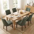 thumbnail image 1 of EOP Upholstered Dining Chairs Set of 6, Mid Century Modern Fabric Side Chairs with Solid Wood Legs, Comfortable Kitchen & Dining Room Chairs for Home, Restaurant Use, Green, 1 of 6