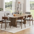 thumbnail image 1 of EOP Mid-Century Wooden Dining Chairs Set of 6, Farmhouse Upholstered Kitchen Dining Chairs with Curved Back, Modern Fabric Side Dining Chair for Dining Room, Restaurant, Light Gray, 1 of 11