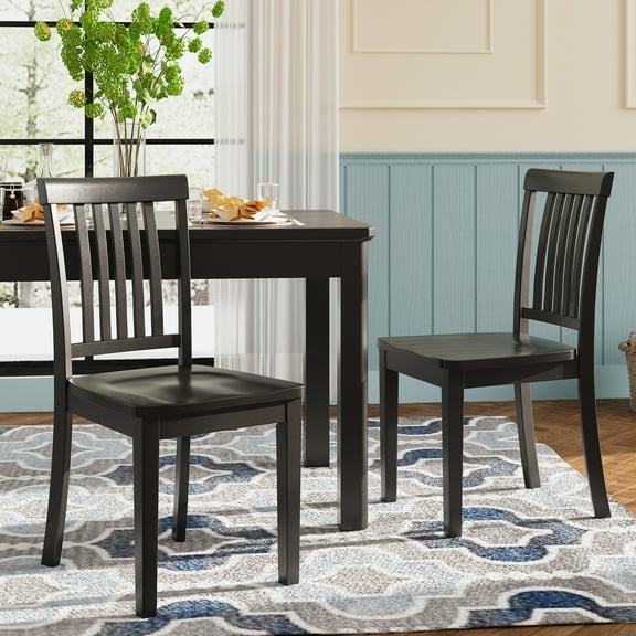 EOP Windsor Dining Chairs Set of 2, Modern Solid Wood Living Room Chairs, Armless High Back Kitchen chairs, Farmhouse Side Chairs for Kitchen and Dining Room with Non-Slip Foot Pads, Black