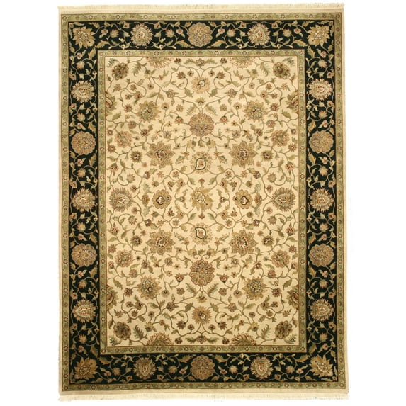 EORC 14449 9 x 12 ft. One-Of-A-Kind Ivory Hand Knotted Wool Jaipur Rug
