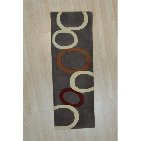 EORC  2 x 6 ft. Modern Transitional Hand Tufted Area Rug - Grey