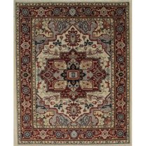EORC  8 x 10 ft. Heriz Traditional Weave Area Rug - Ivory