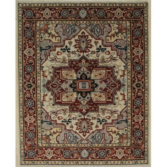 EORC  8 x 10 ft. Heriz Traditional Weave Area Rug - Ivory