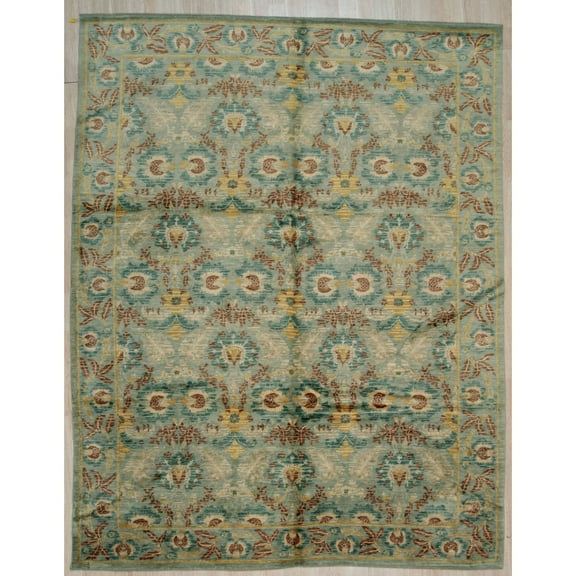 EORC Green transitional? Spanish Style Rug, 8' x 10'-Color:Green,Material:Wool