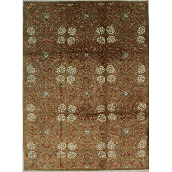 EORC 9 ft. x 12 ft. Ningxia Transitional Area Rug - Rust