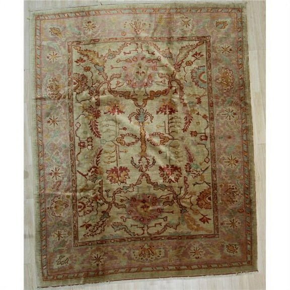 EORC  9 x 12 ft. Angora Oushak Traditional Wool Hand Knotted Area Rug - Beige
