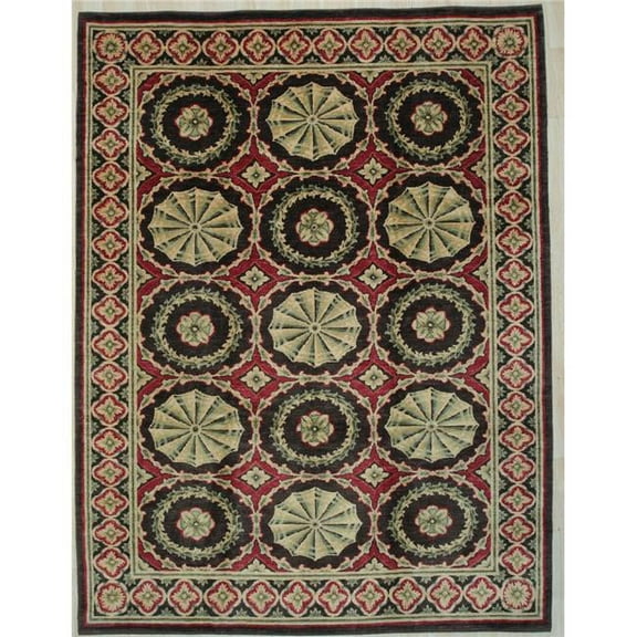 EORC  9 x 12 ft. Spanish Transitional Wool Area Rug - Red