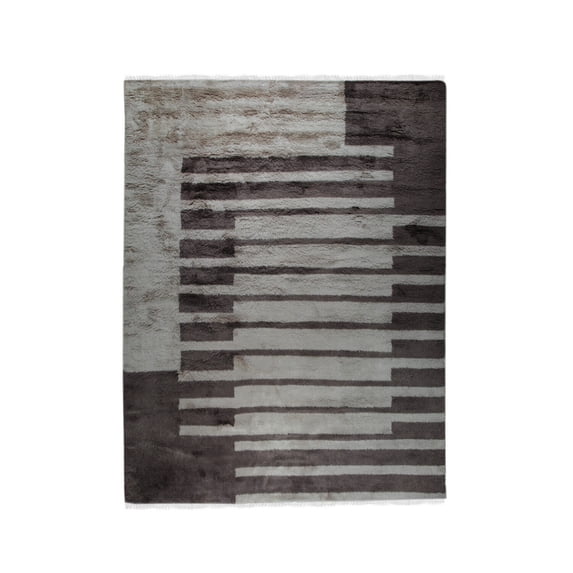 EORC AK10BN5X8 Hand-Knotted Wool Art Deco Rug, 5' x 8', Brown Area Rug