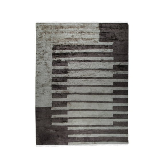 EORC AK10BN8X10 Hand-Knotted Wool Art Deco Rug, 8' x 10', Brown Area Rug