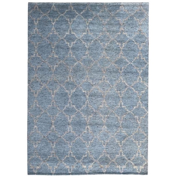 EORC Agra Contemporary Area Rug - Blue & Silver - 9 x 12 ft.