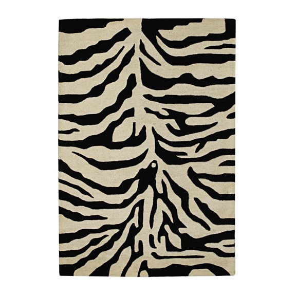 EORC BLACK Hand-Tufted Wool Transitional Modern Tufted Rug, 4' x 6'-Color:Black,Material:Wool