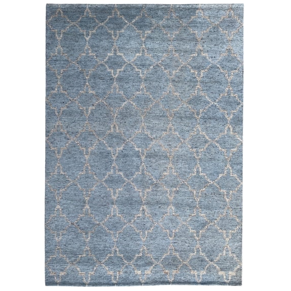 EORC BLUE / SILVER Hand Knotted Wool Contemporary Agra Rug, 8' x 10