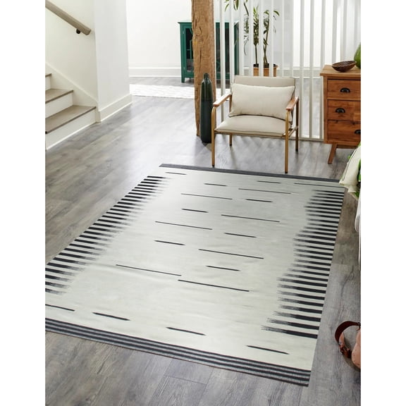 EORC Beige/Brown Modern Transitional Flat Modern Weave Area Rug