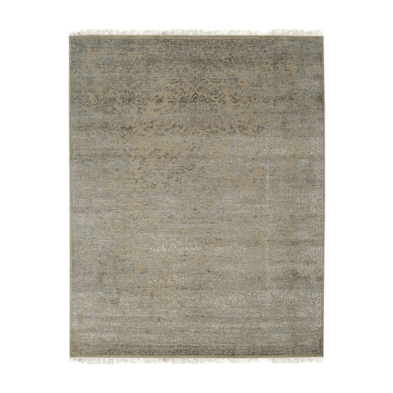 EORC Beige Hand Knotted Wool Contemporary Galaxy Rug, 7' 11 x 10