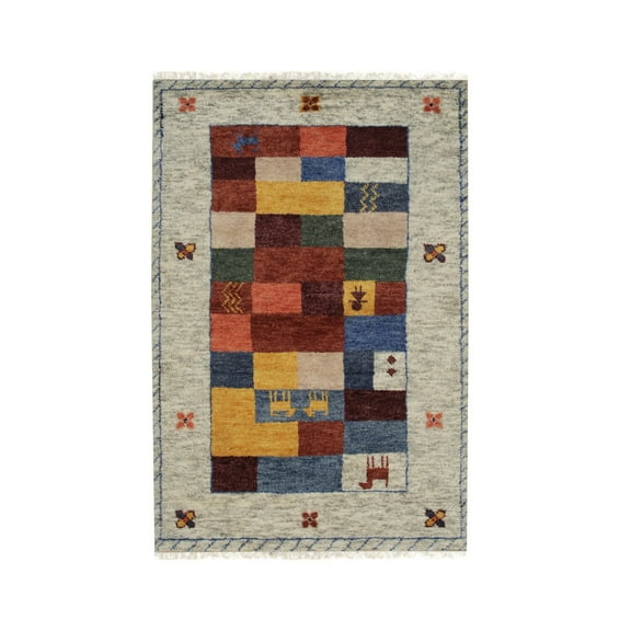 EORC Beige Hand Knotted Wool Traditional Modern Knot  Rug, 6' x 9'