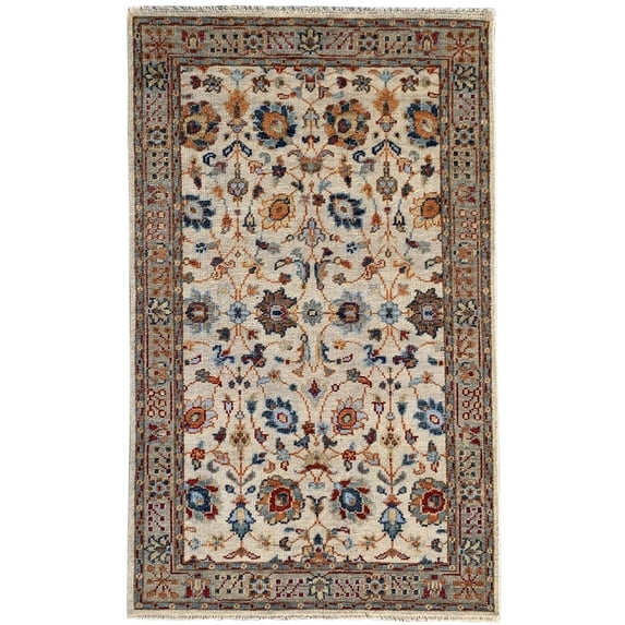 EORC Beige Hand Knotted Wool Traditional Oushak Rug, 9' x 12'
