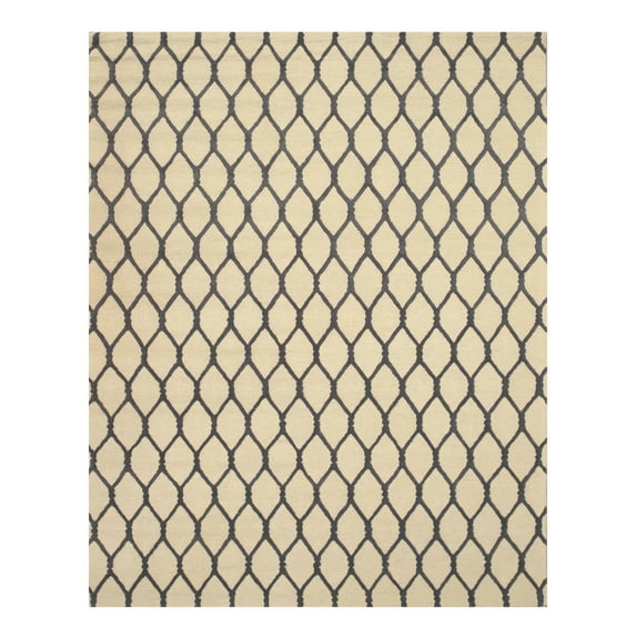 EORC Beige Hand-Tufted Wool Transitional Chain-Link Rug, 4' x 6'