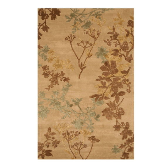EORC Beige Hand-Tufted Wool & Viscose Traditional Savannah Rug, 8' x 11'-Color:Beige,Material:Wool