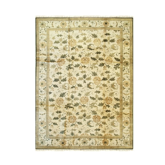 EORC Beige Handmade Wool Transitional Ningxia? Rug, 5'11 x 8'9