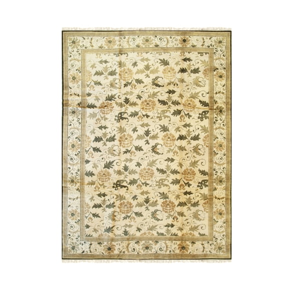 EORC Beige Handmade Wool Transitional Ningxia? Rug, 6' x 12'