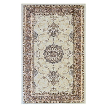 EORC Beige machine-made Polypropylene Traditional Tabriz Rug, 3'11 x 5'11