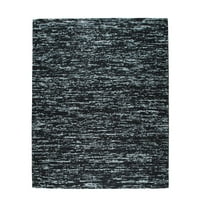 EORC Black Hand-Knotted Wool Contemporary Natural Modern Wool Flat Rug, 4' x 6'