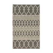 EORC Black Handwoven Wool Contemporary Durrie Kilim Rug, 4 x 6