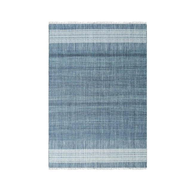 EORC Blue  Hand-Knotted Wool Modern HANDLOOM Flat Weave DURRIE Rug, 6' x 9'