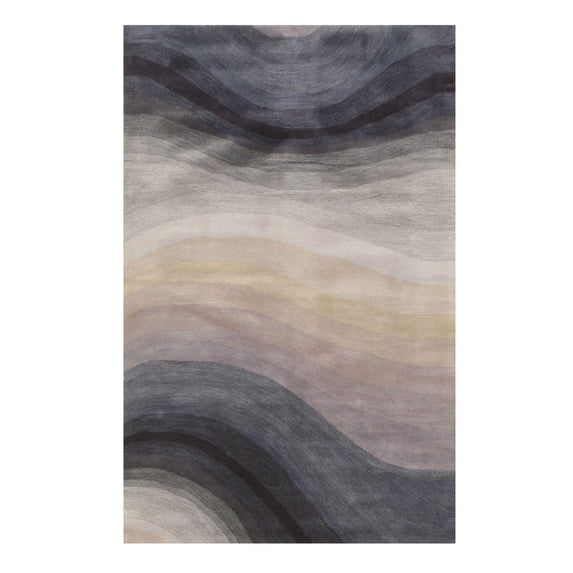 EORC Blue Hand-Tufted Wool Contemporary Desertland Rug, 4' x 6'-Color:Blue,Material:Wool