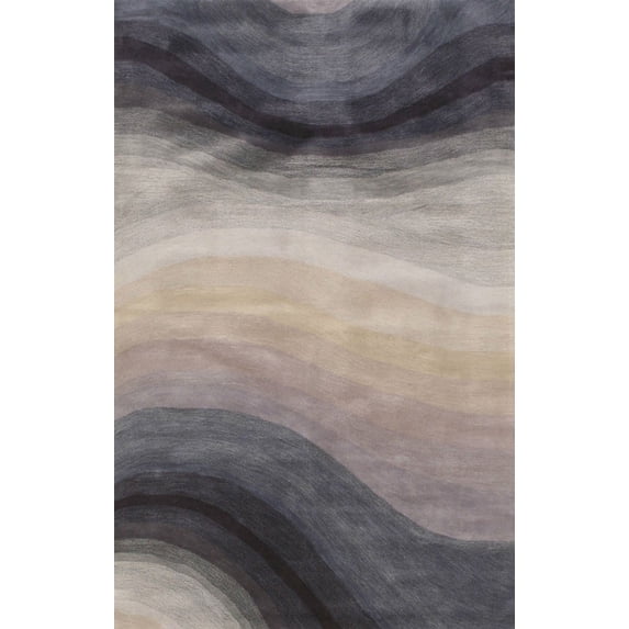EORC Blue Hand-Tufted Wool Contemporary Desertland Rug, 5' x 8'-Color:Blue,Material:Wool