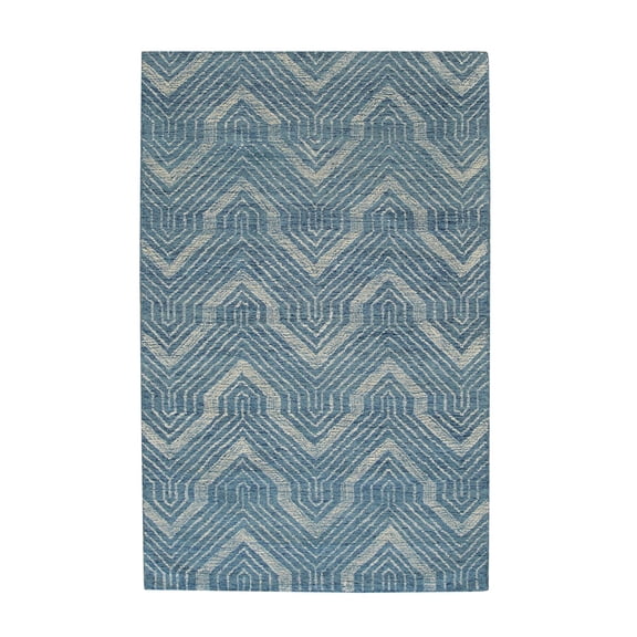 EORC Blue Hand-Tufted Wool Contemporary Spring Rug, 5' x 8'-Color:Blue,Material:Wool